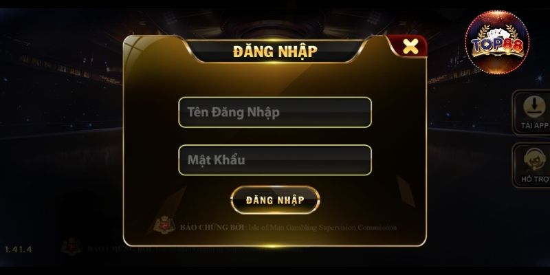 Hoàn tất thông tin vào form khi đăng nhập Top88